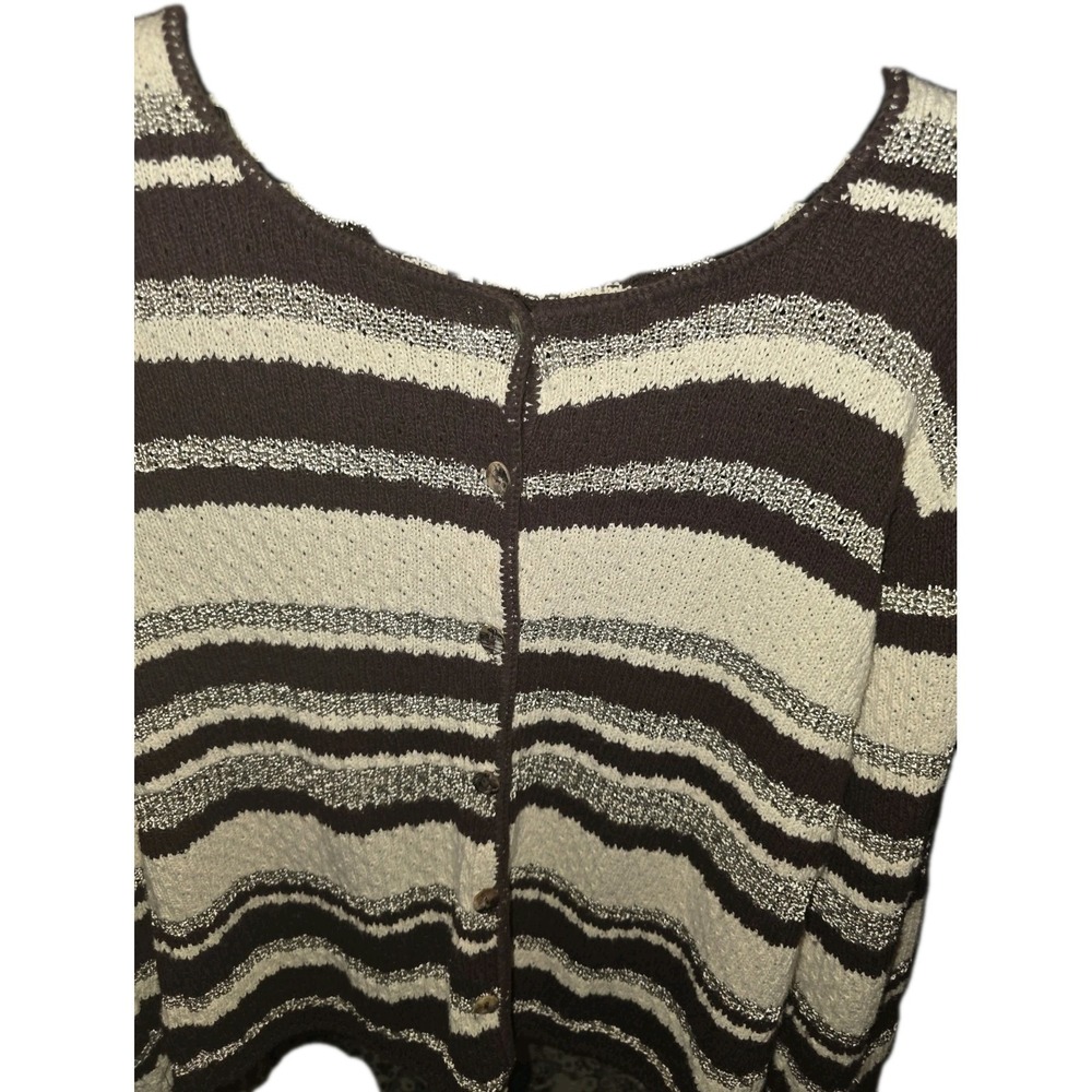 Reba Rose Cardigan Brown & Beige‎ Size L. 24" PTP, 25" Long,Lagonlook, Academia